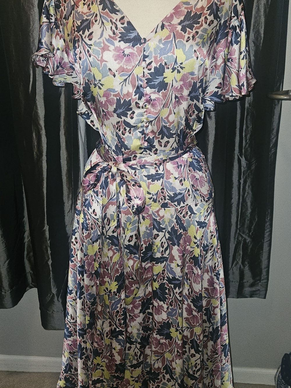 Vince Camuto Floral Wrap Maxi Dress in Pink, Blue and Yellow